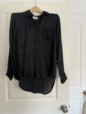 Relaxed Black Long-Sleeve Button-Down Shirt - Mille